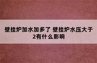 壁挂炉加水加多了 壁挂炉水压大于2有什么影响